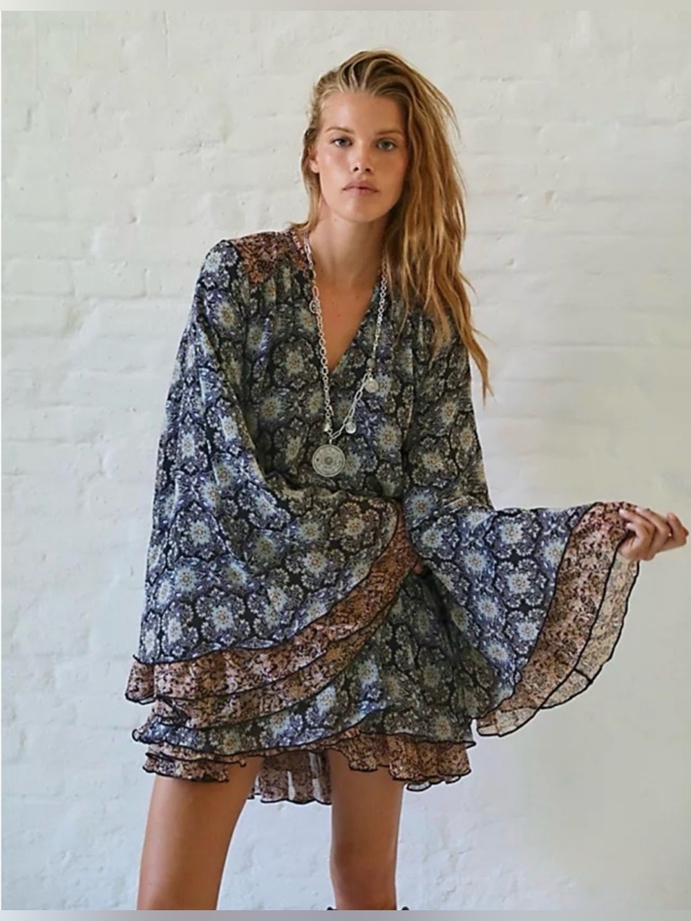 NWT Free People Gabi Tunic in Black Combo - Size M MSRP $128